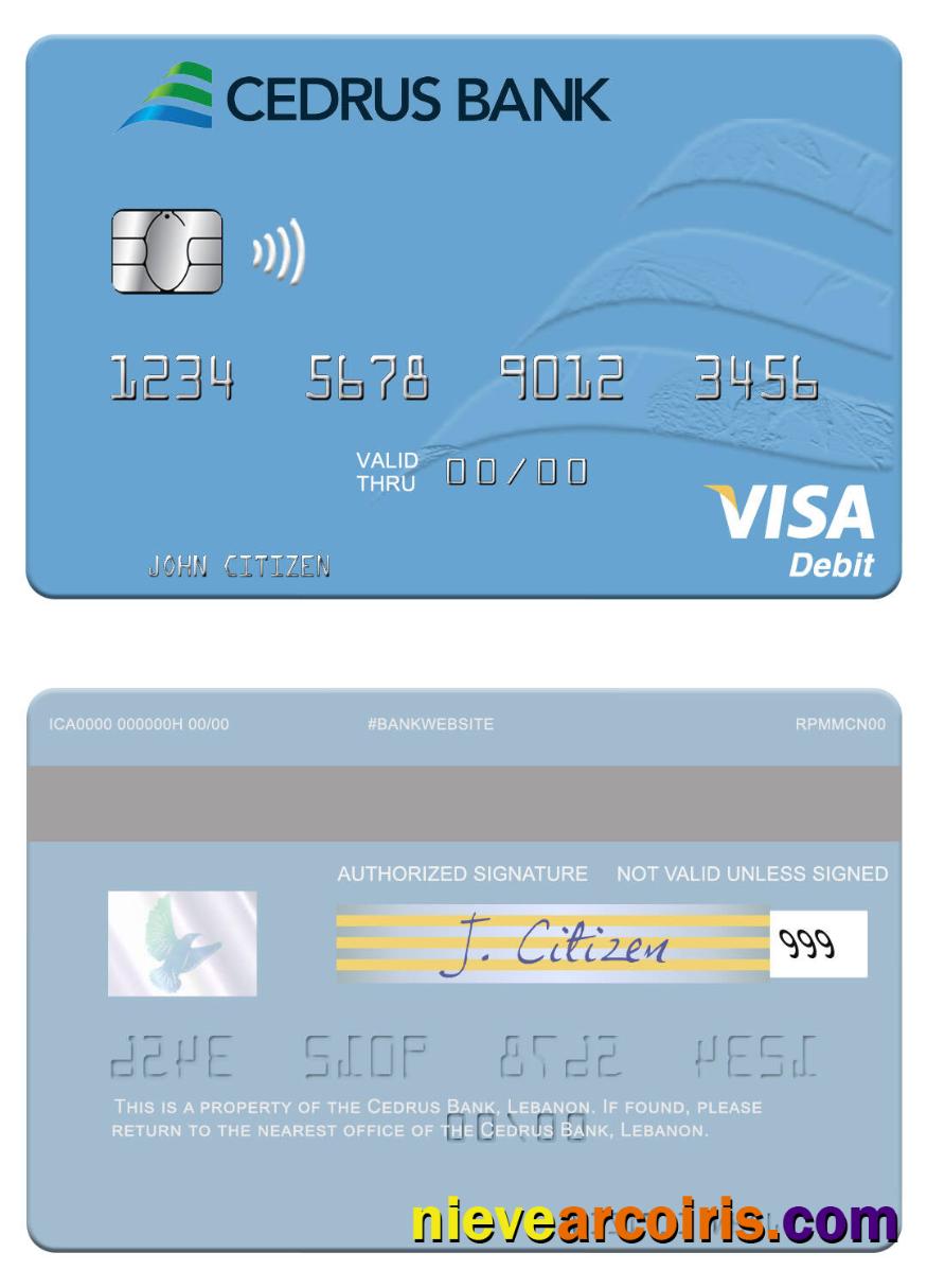 Lebanon Cedrus Bank visa debit card